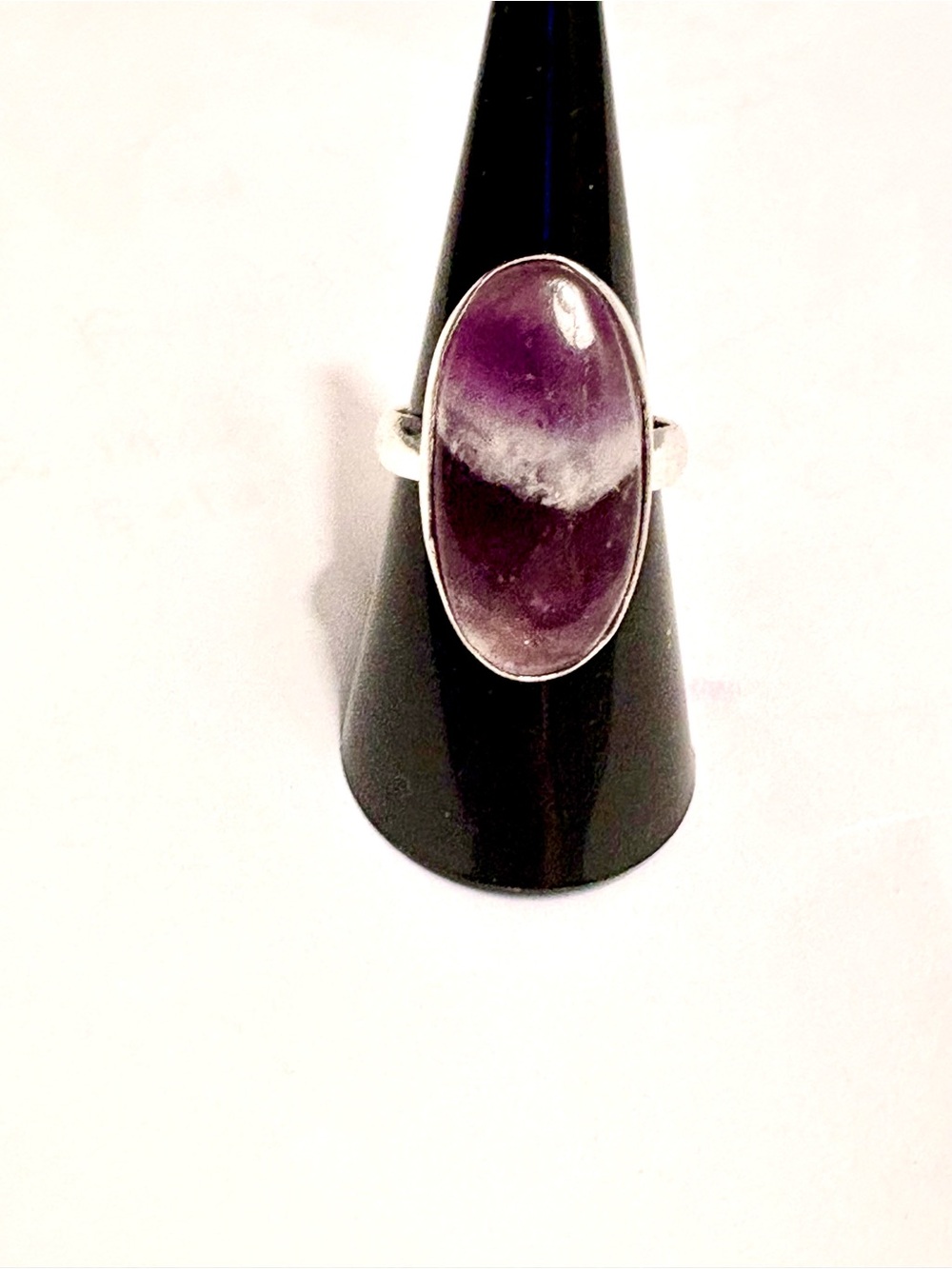 Beautiful, 1 1/4 inch, 925 marked, Amethyst ring size 8 1/2